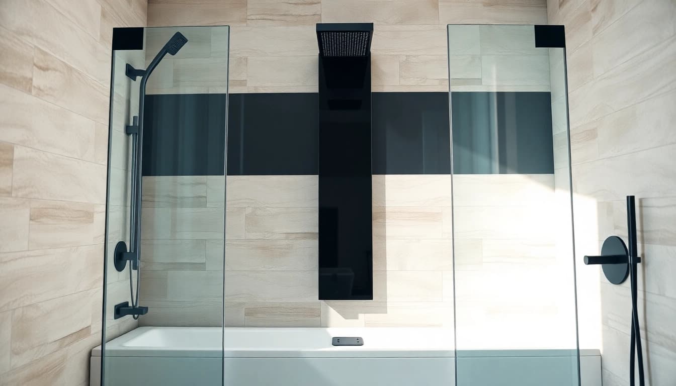 Visually stunning paroi de douche 150x200 dans une salle de bain moderne avec éclairage naturel
