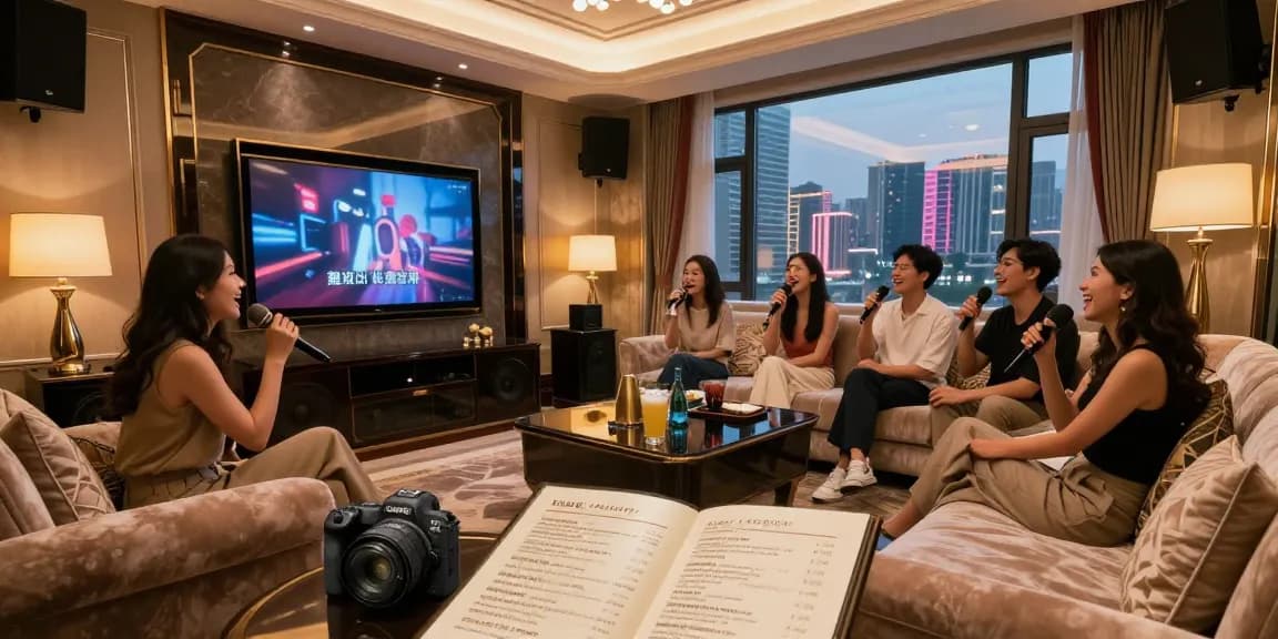 강남구구단에서 프리미엄 노래방을 즐기는 친구들 모습