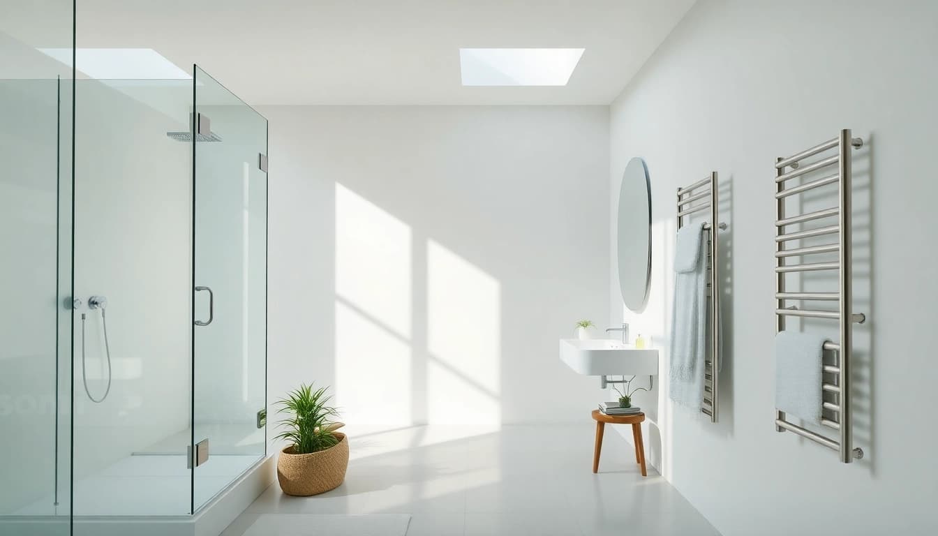 Gestalten Sie Ihr Badezimmer neu mit Produkten von sonni sanitär GmbH, darunter elegante Duschwände und Heizkörper.