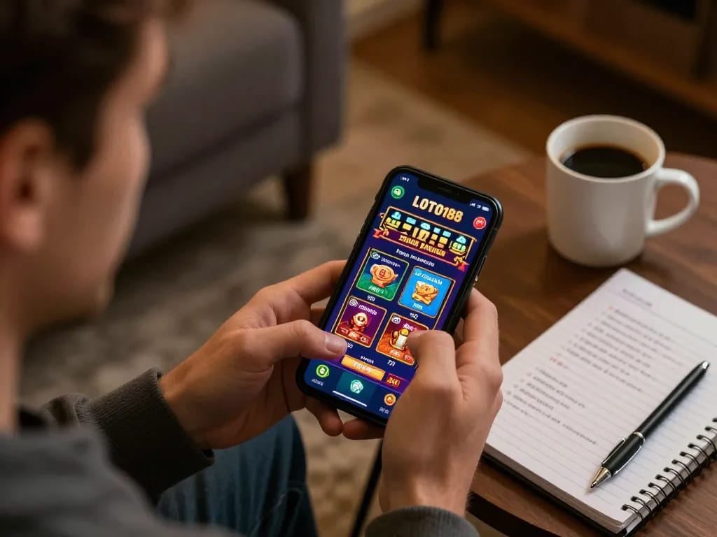 Engaging gameplay on the LOTO188 app in a cozy home setting with betting strategies.
