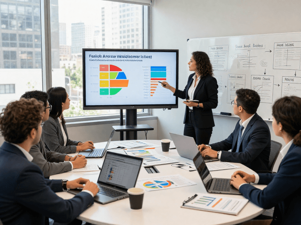 Political opposition research services supporting a campaign strategy meeting with data-driven insights and team collaboration.