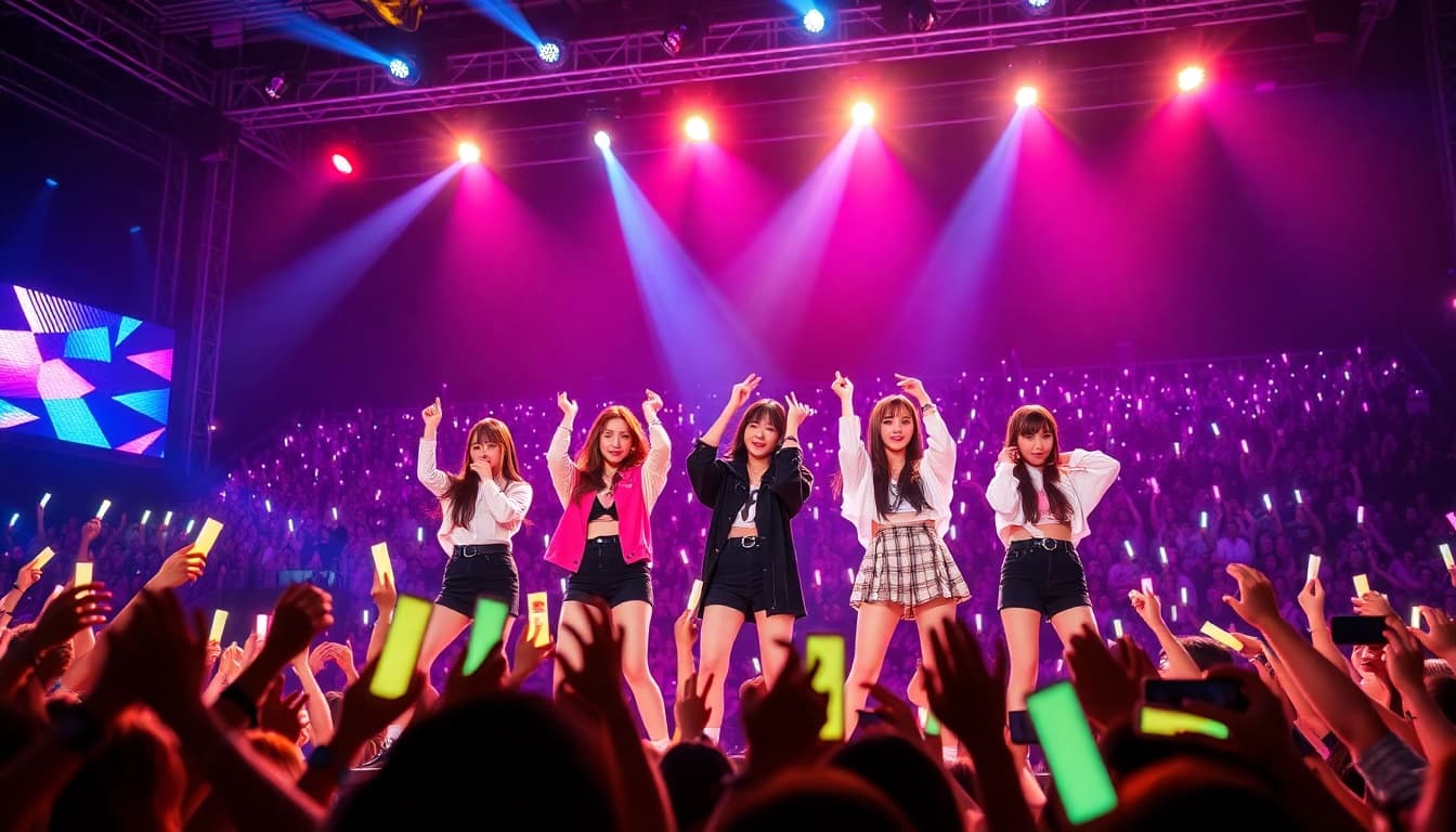 Catch the latest Blackpink news with dynamic concert visuals highlighting their energy and fan excitement.