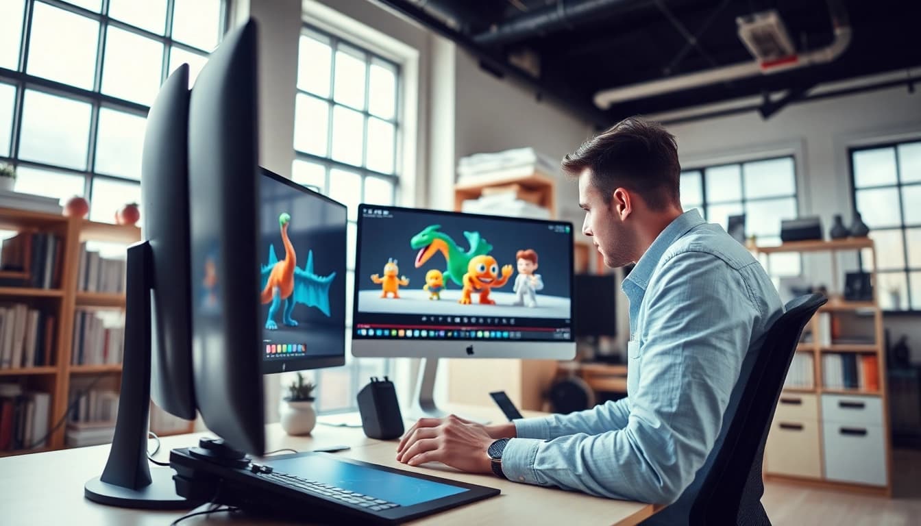 Erstellen Sie 3D Animation in einem modernen Studio mit einem talentierten Animator.