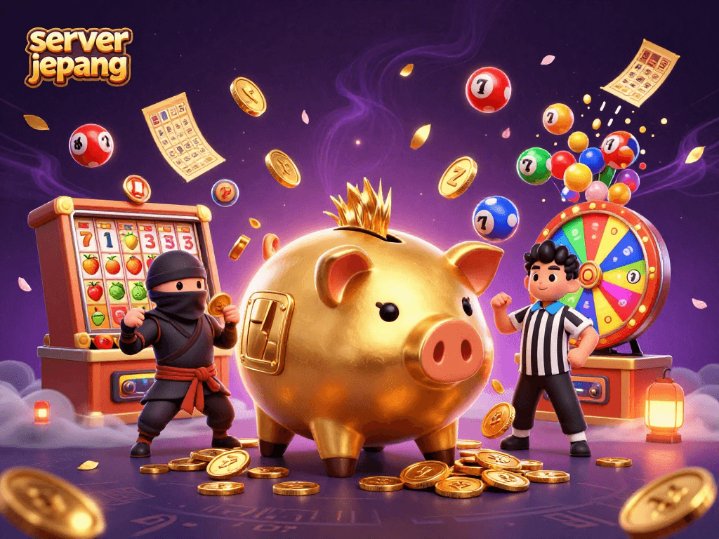 Experience the excitement of server jepang with golden coins, wild characters, and vibrant slot reels