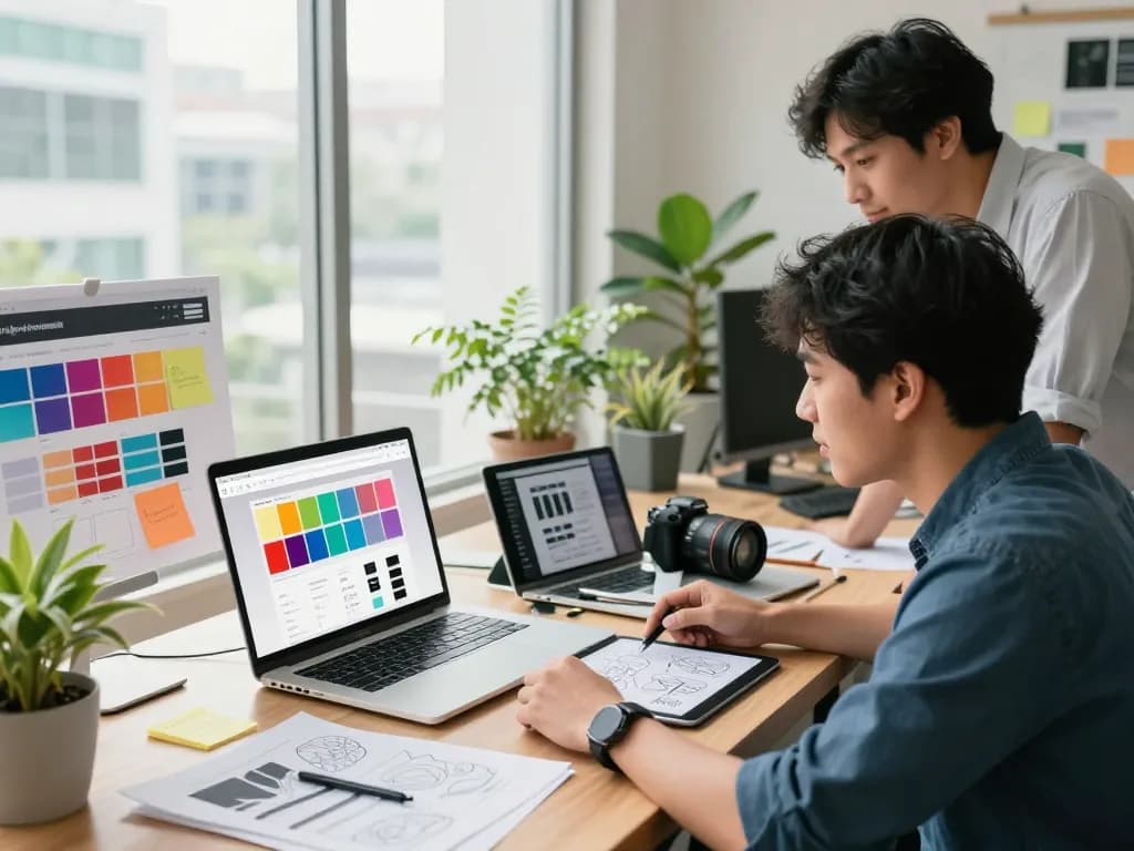 freelance website designer near me collaborating on innovative web design projects