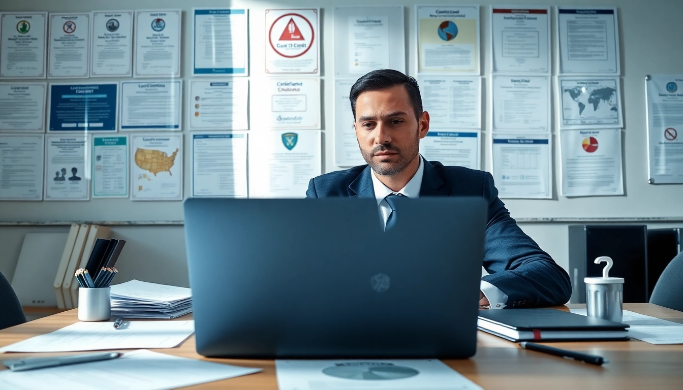 Showcase FCPA/DCAA/Flowdown/ITAR/EAR compliance with a consultant at work, emphasizing professionalism.