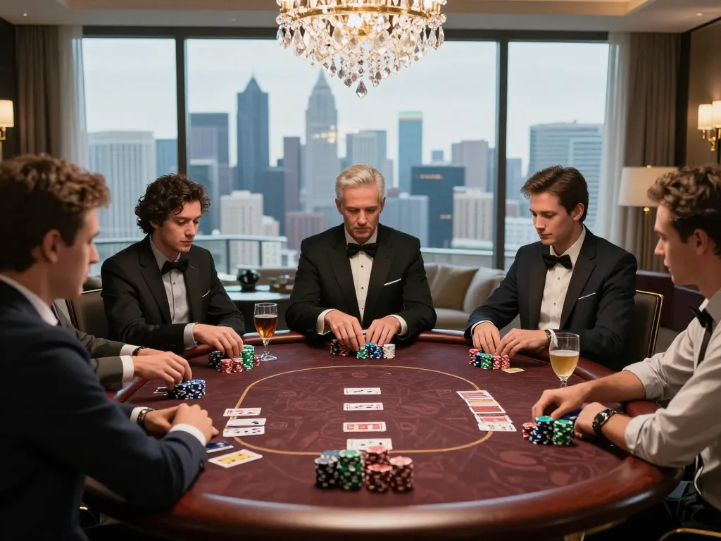 Engaged players enjoying a luxurious poker game while analyzing strategies, symbolizing giường bệnh nhân concepts.