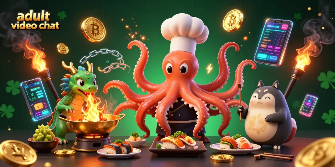 Engage in adult video chat through a vibrant 3D scene featuring animated characters and gambling elements.