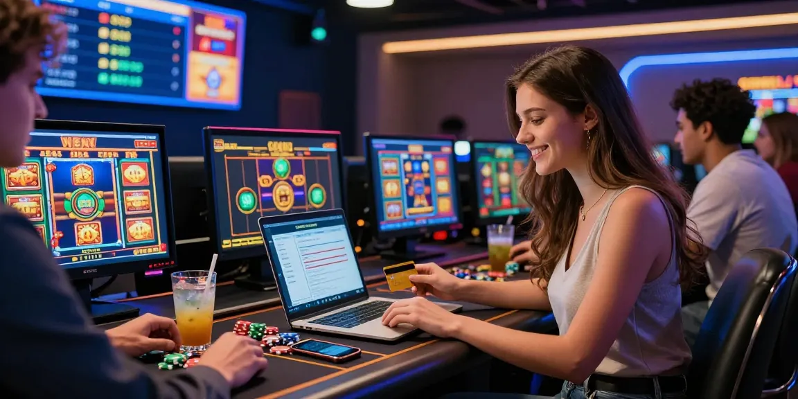 Engaged players enjoying a vibrant online casino experience, showcasing online casinos that accept credit cards for seamless transactions.