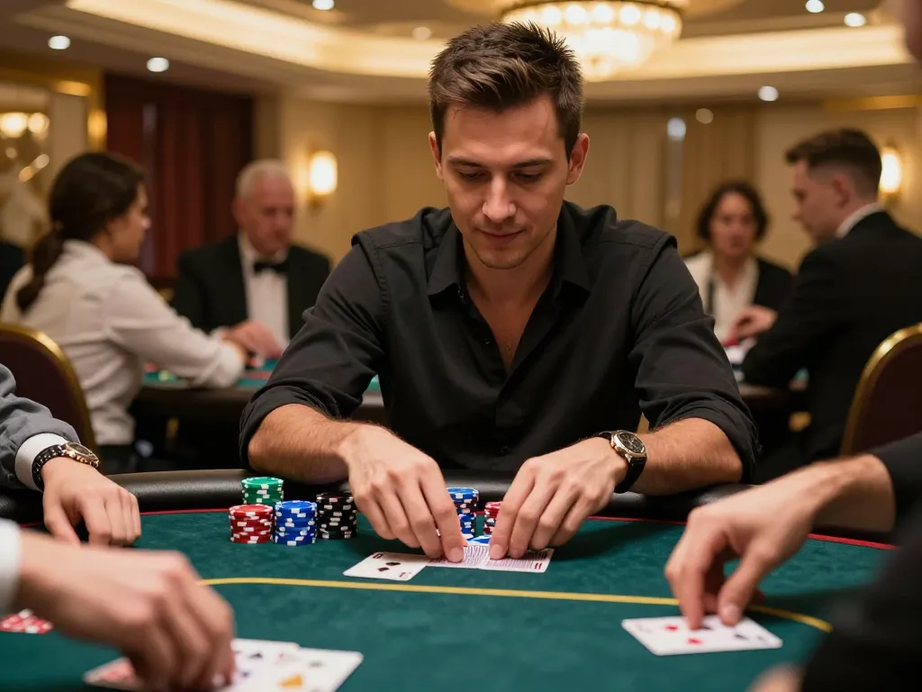 Players enjoying high-stakes poker at Nhà cái PUB88 casino, showcasing competitive gameplay and strategic betting.