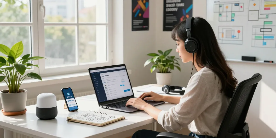 Modern digital workspace showcasing a professional using 纸飞机下载 on her laptop, illustrating technology and productivity.