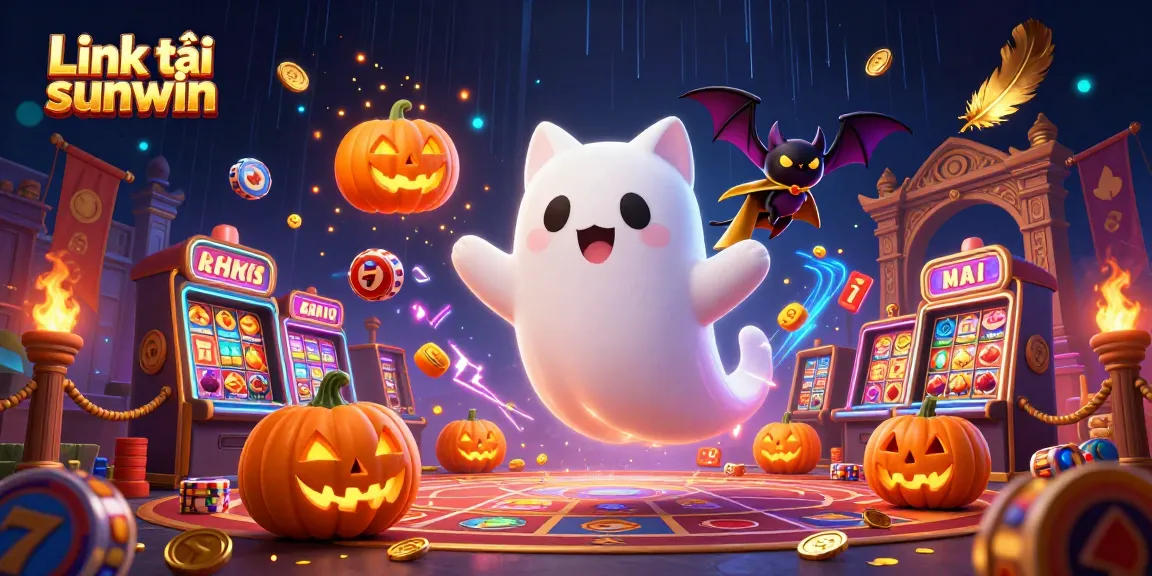 Engage with thrilling entertainment using Link tải sunwin, vibrant casino elements, and cartoon-style characters.