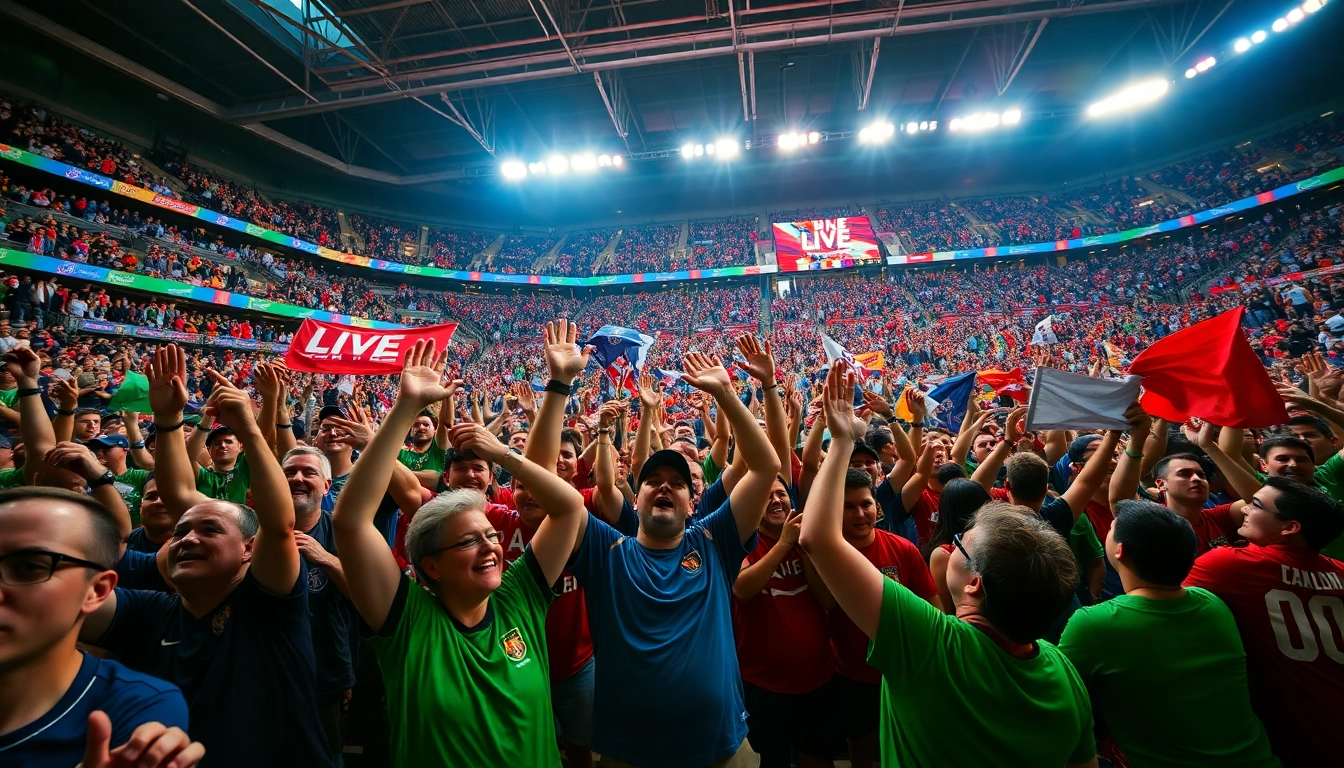 고화질스포츠중계 시청 중인 팬들이 시원한 응원을 보내는 모습