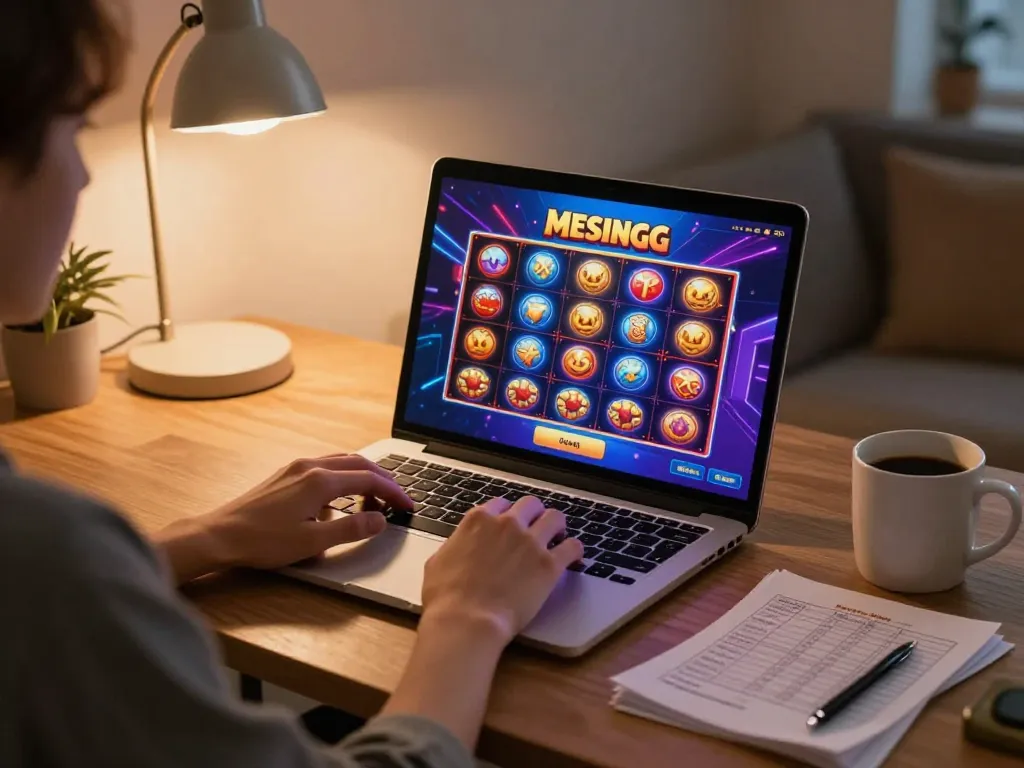 Engaging gameplay on Mesingg's online slots, highlighting bankroll strategy and responsible gambling.