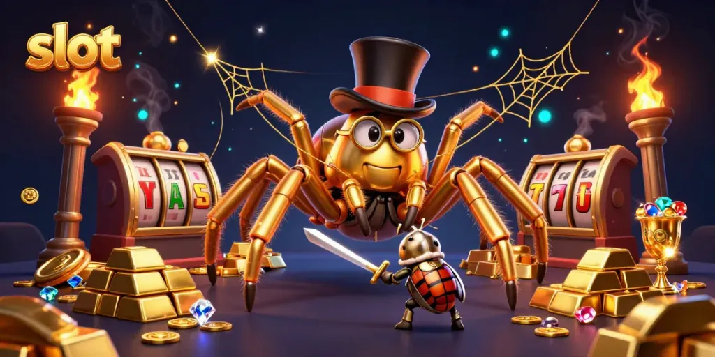 Slot dan jackpot dengan tarantula emas yang misterius dan ksatria beetle berani.