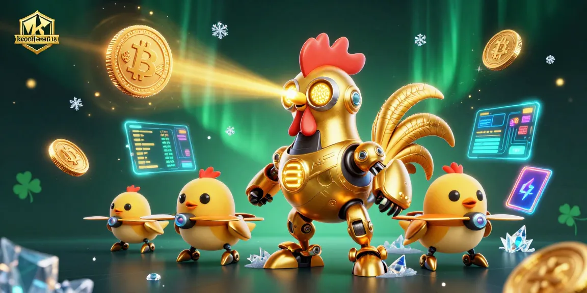 Engage with keonhacai 18's thrilling betting universe featuring a futuristic rooster robot and crypto elements.
