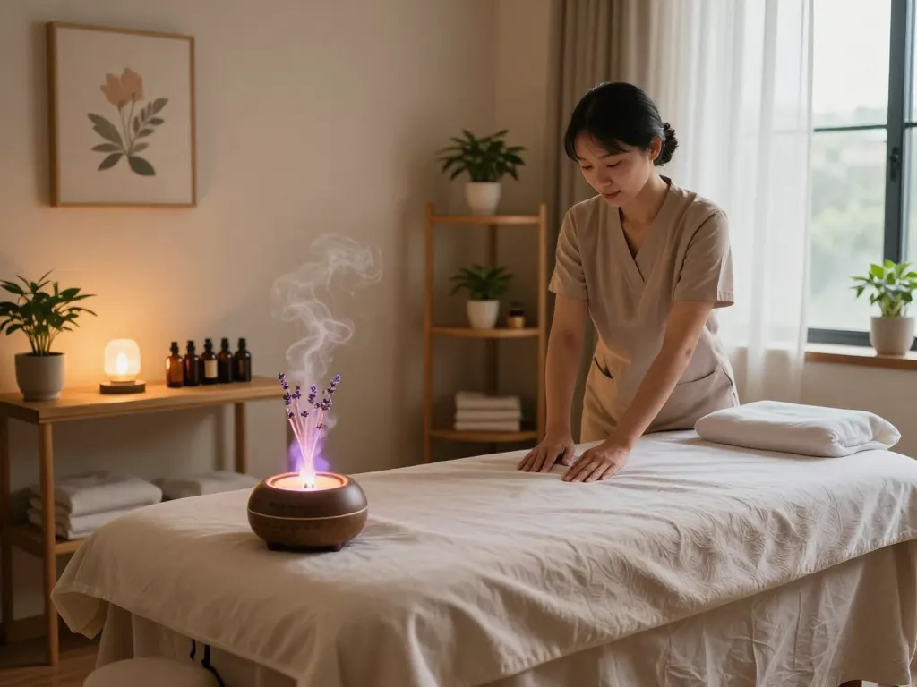 Relaxing wellness center scene featuring 논현동마사지 with a tranquil atmosphere.