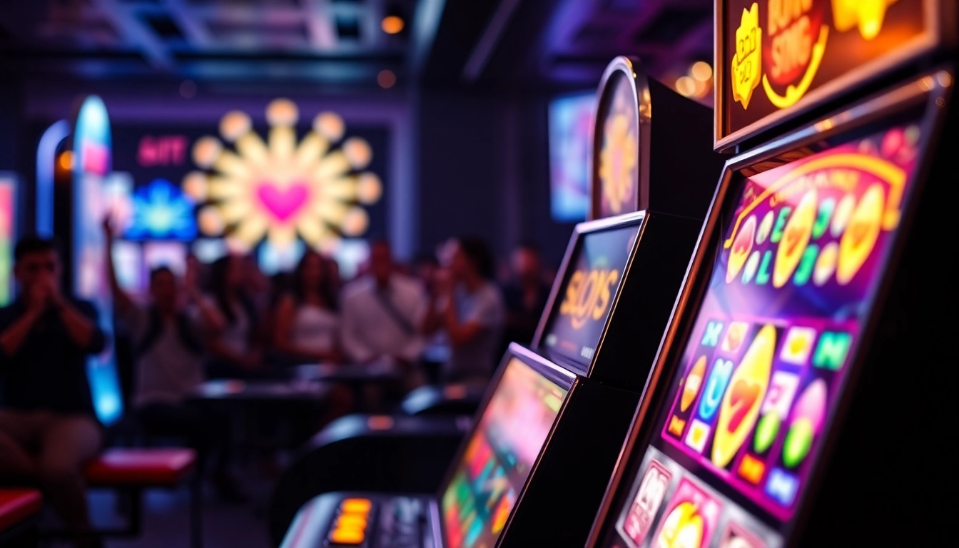 Mencoba slot deposit 1k di antarmuka permainan slot yang penuh warna dengan pemain yang bersemangat.