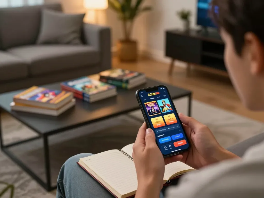 Gambling enthusiast using SC88 Link app on smartphone for online betting.