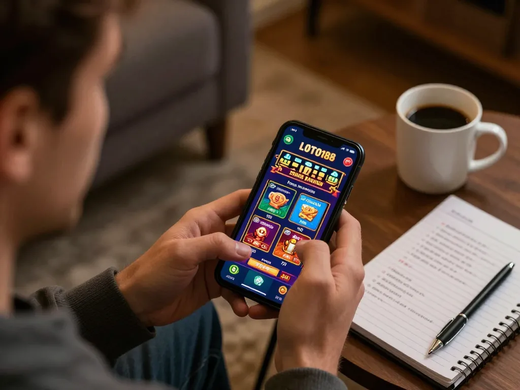Engaging gameplay on the LOTO188 app in a cozy home setting with betting strategies.