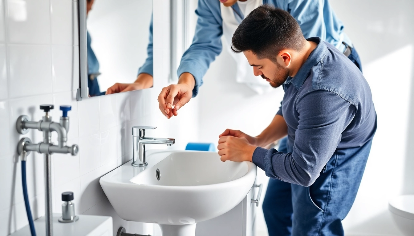 Installationsdienst von sonni sanitär GmbH in einem modernen Badezimmer, zeigt Handwerk und Präzision.