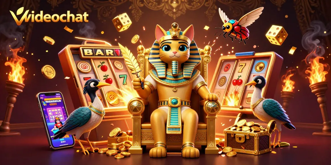 Engage in the exhilarating videochat experience with vibrant, animated casino elements and characters.