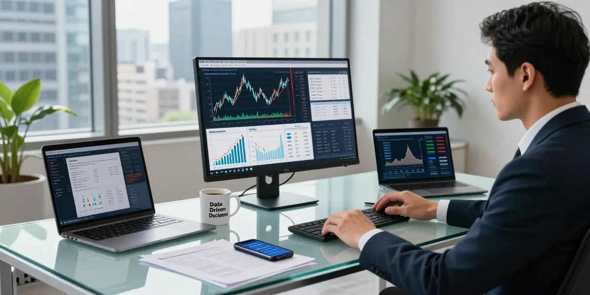 Data analyst working on financial crime intelligence in a modern office environment.