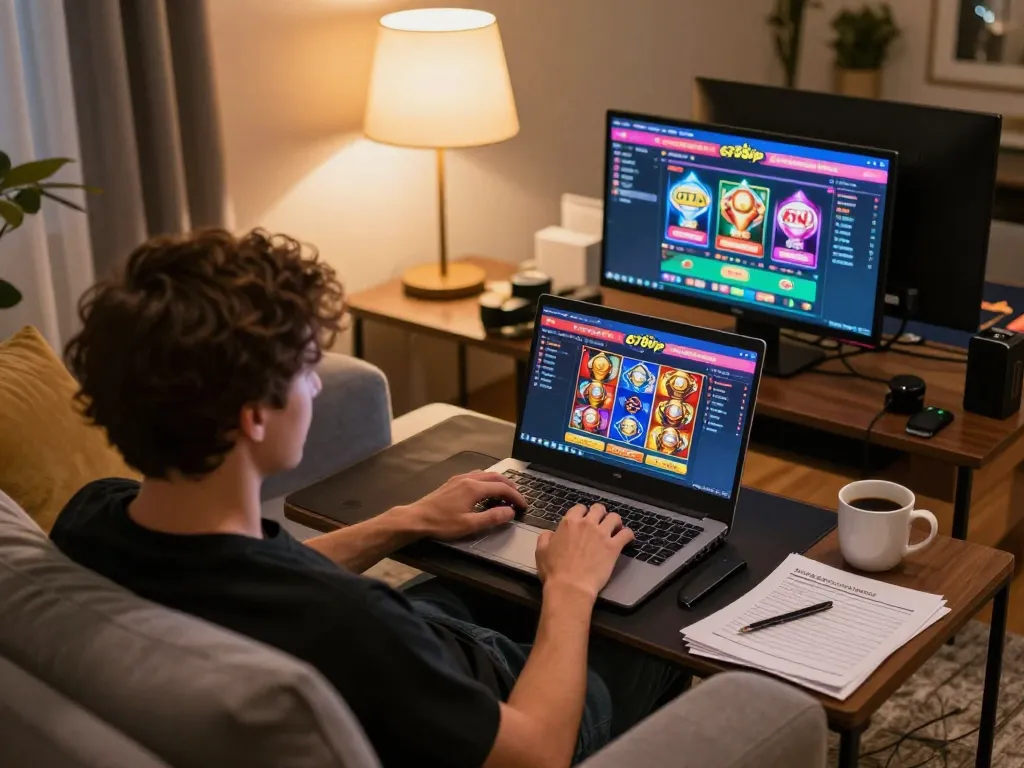 Player enjoying an online casino experience on 678vip with vibrant games displayed