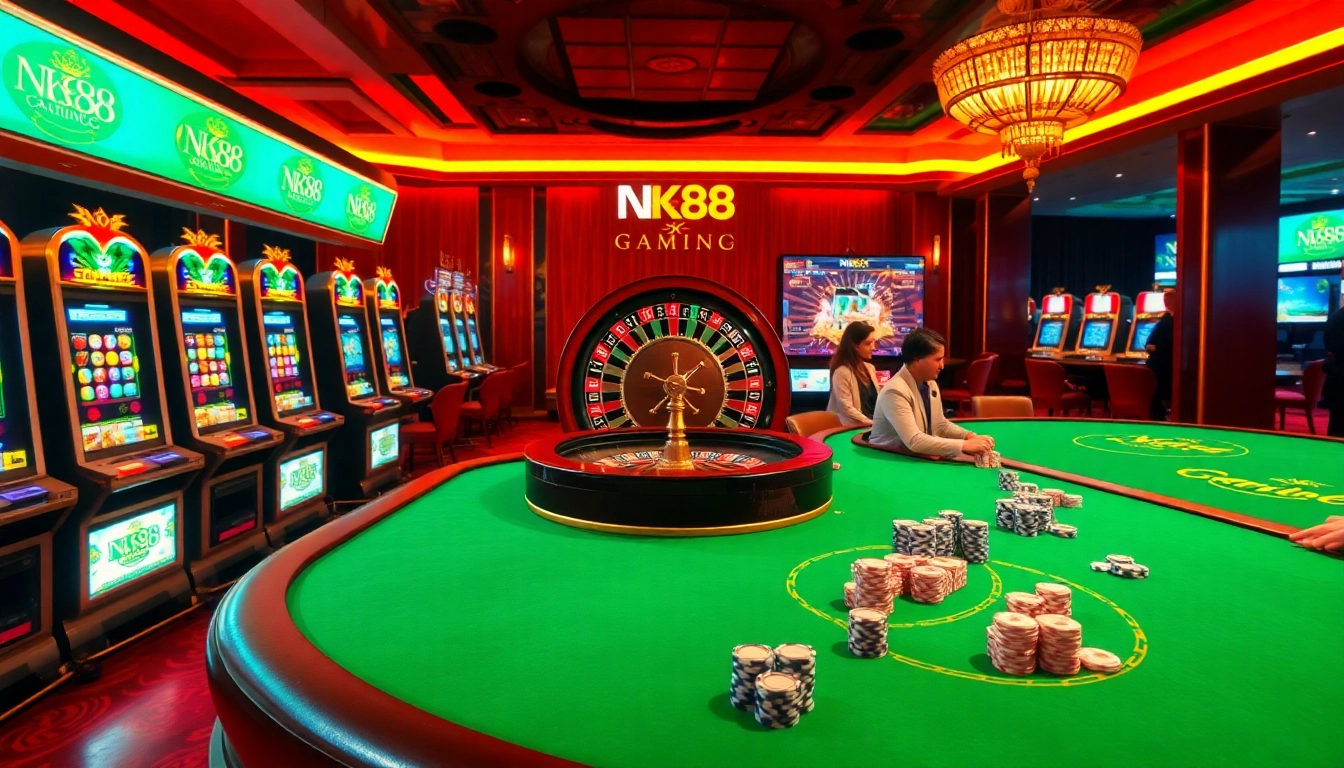 Exciting casino games and vibrant slots at https://nk88.luxury, capturing the thrill of betting.