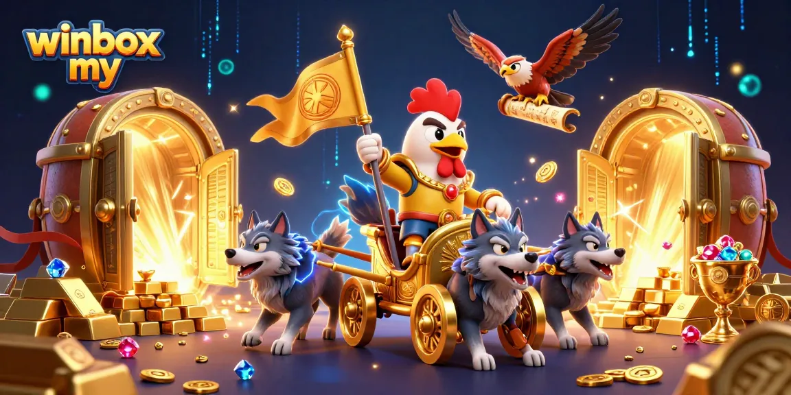 Experience thrilling adventures with winbox my in this dynamic casino-themed illustration filled with riches.