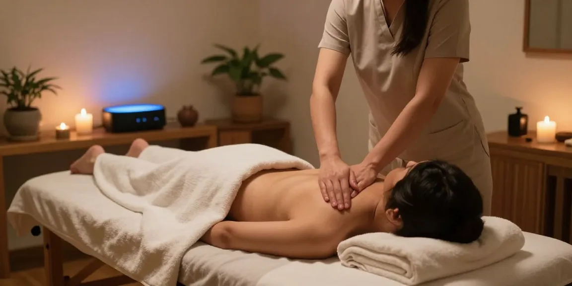 논현동마사지에서 전문적으로 제공하는 스웨디시 마사지를 받는 모습과 편안한 분위기
