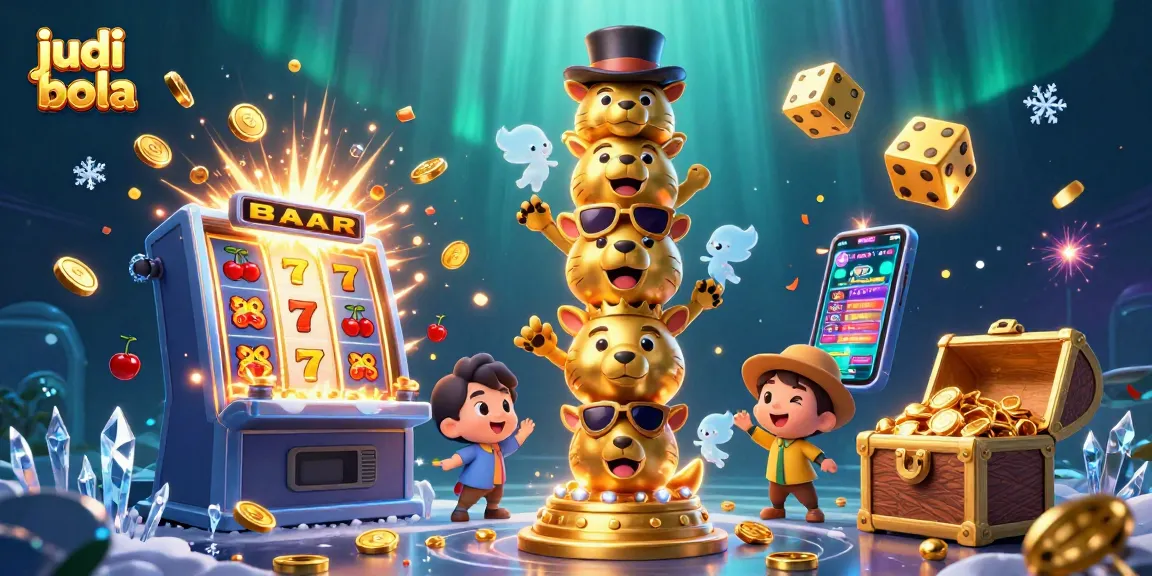 Engage in judi bola action with a vibrant 3D casino scene showcasing dynamic characters and festive elements.