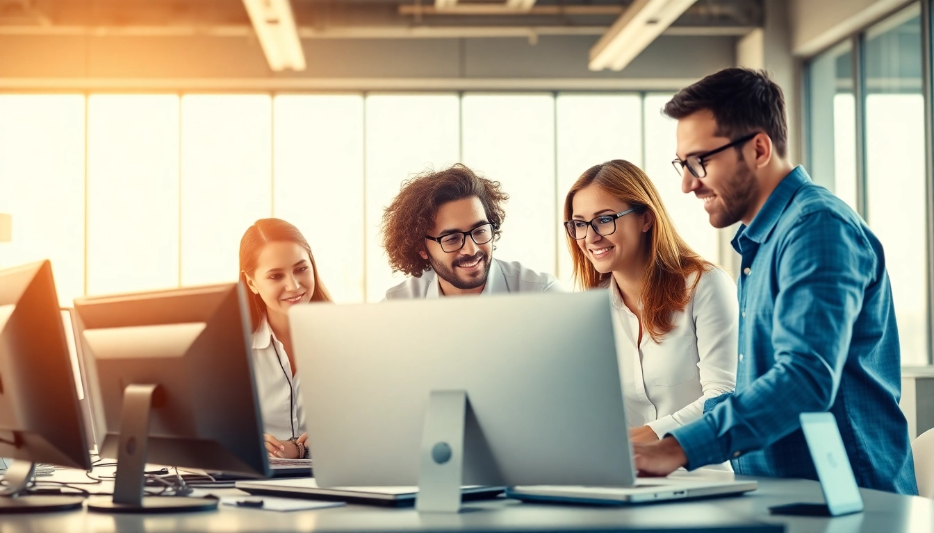 Engaged team providing managed IT services Lakeland in a modern office environment.