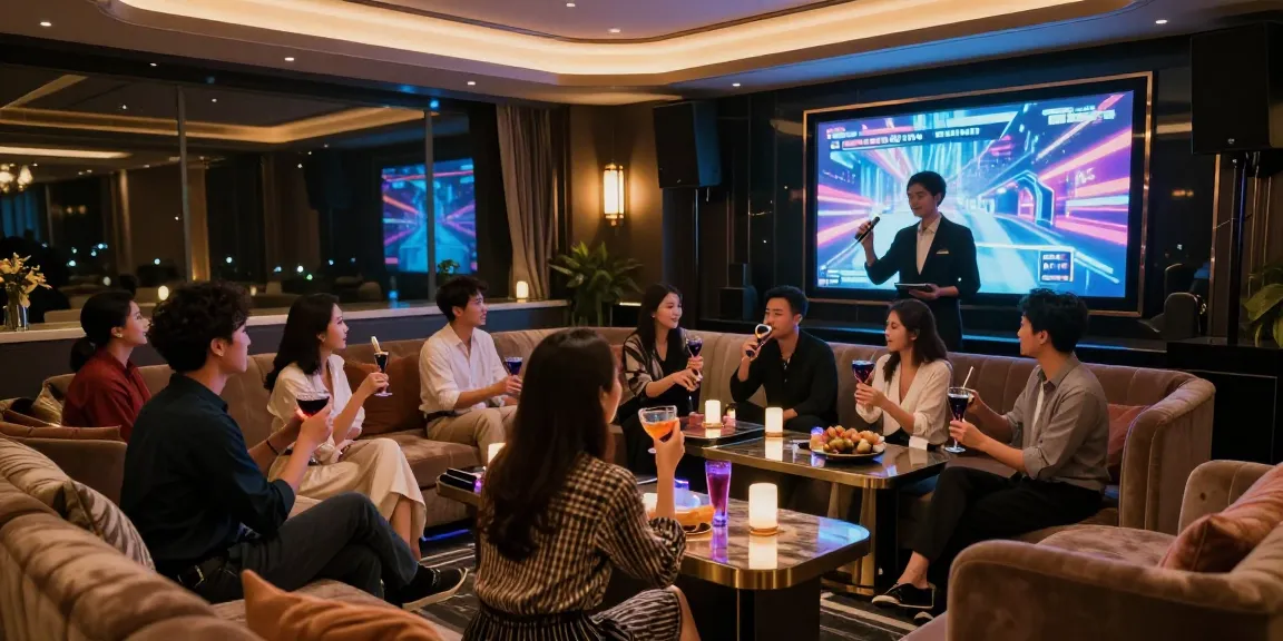 강남쩜오에서 즐거운 시간을 보내는 고객들과 전문적인 접객 인력이 있는 우아한 라운지 풍경