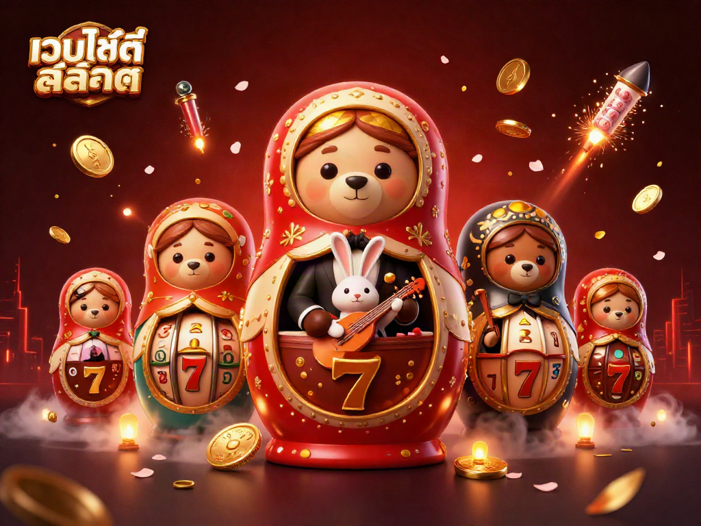 Experience exciting gaming action at เว็บไซต์สล็อต with vibrant slot reels and charming 3D characters.