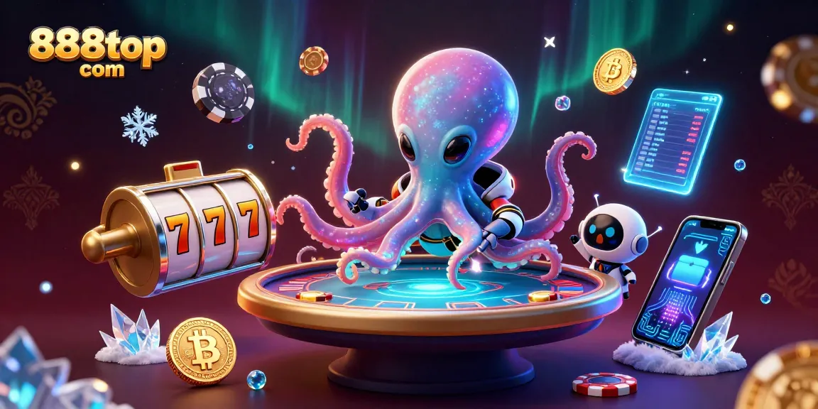 Engage in thrilling gameplay at 888top com with vibrant 3D poker action from an alien octopus and robot.