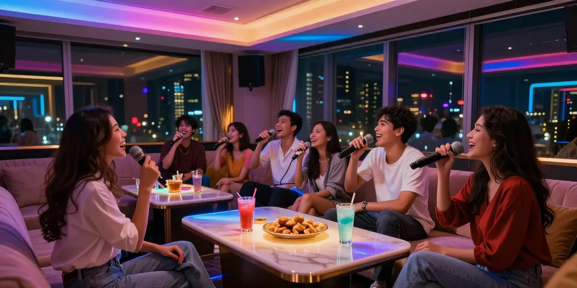 www.gugudanlounge.com/에서 친구들과 함께 노래를 즐기는 고급 카라오케 라운지의 생동감 있는 분위기