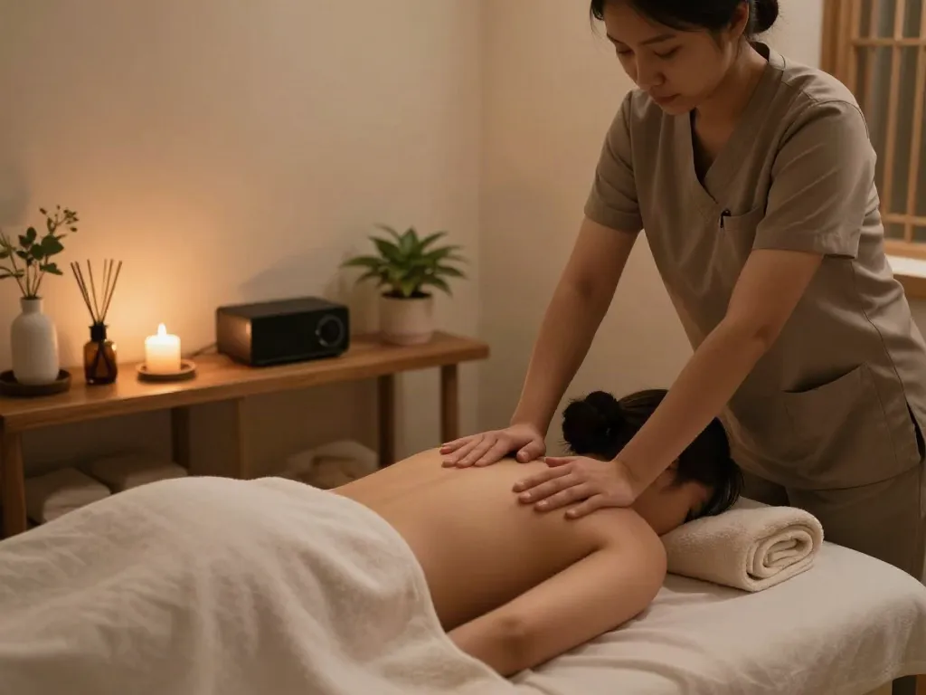 Experience 서현출장마사지 in a tranquil massage therapy setting, showcasing serene atmosphere and expert techniques.