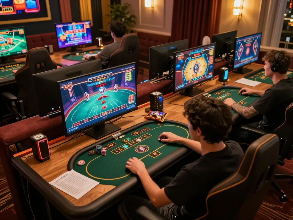 Engaging online gameplay scene at dn88 with multiple casino games displayed on screens