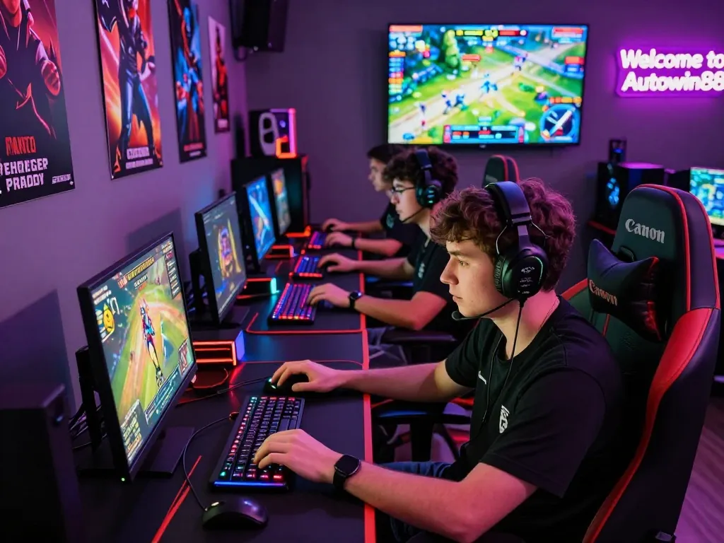 Online gaming excitement at Autowin88 with diverse players engaged in a thrilling tournament atmosphere.