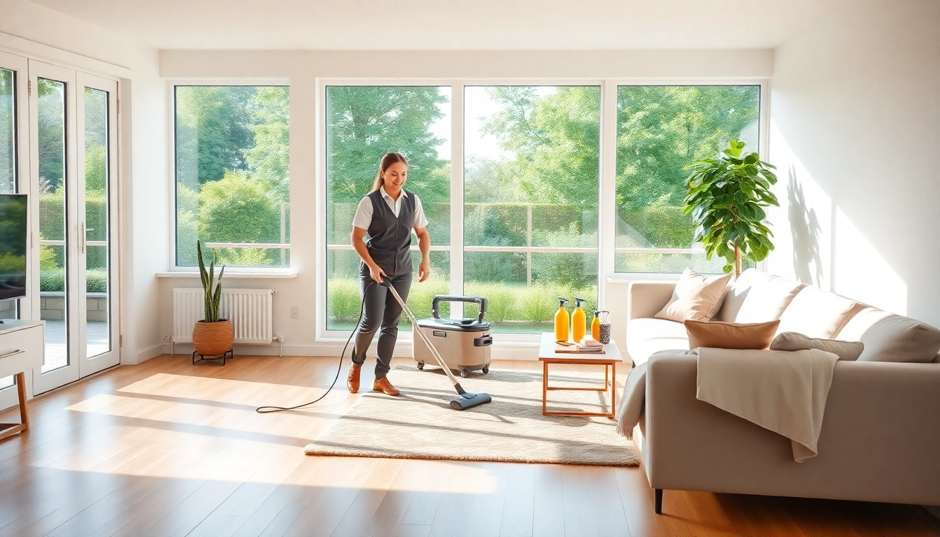 Experience a thorough Cleaning Service while enjoying a bright and tidy living room.