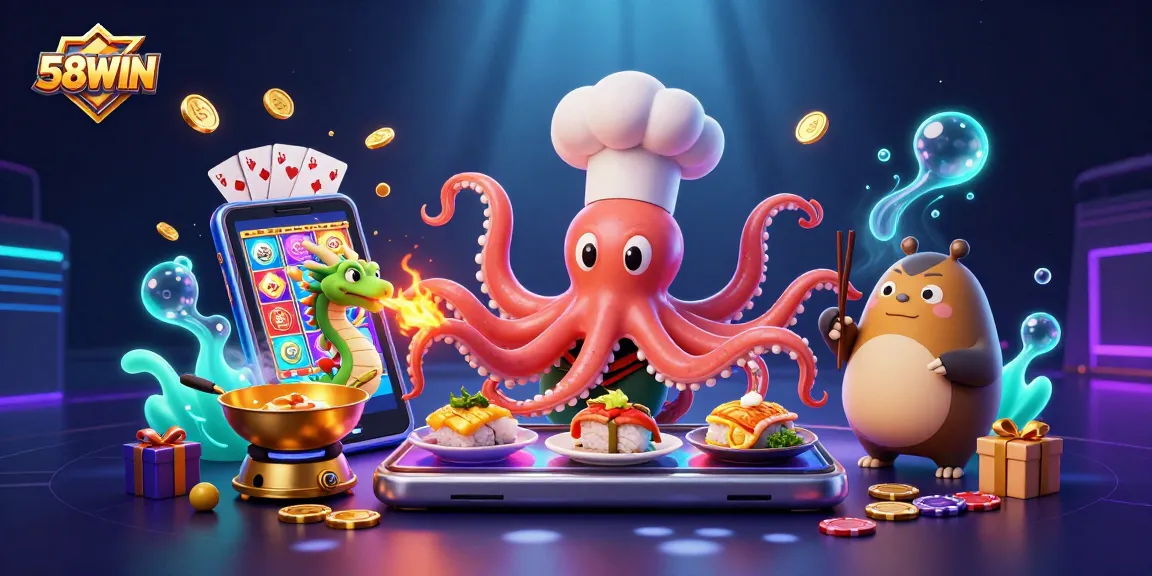 Spin the reels with 58WIN's vibrant slot game experience featuring dynamic casino characters.