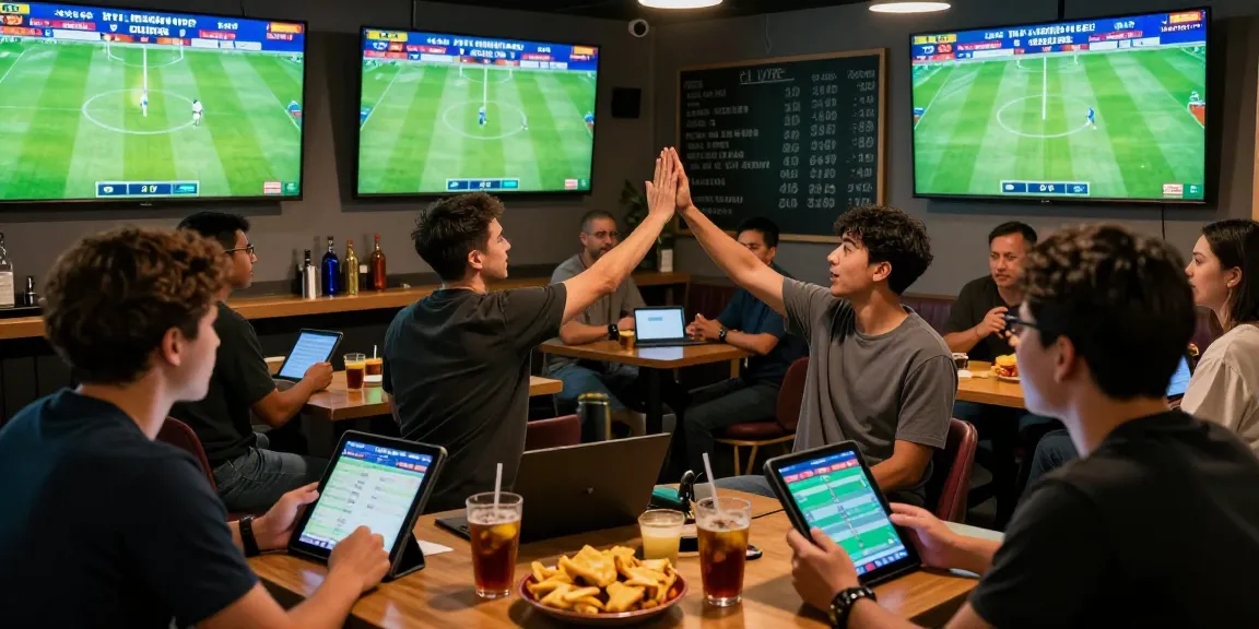 Gathering of sports enthusiasts analyzing ty le keo updates in a vibrant lounge.