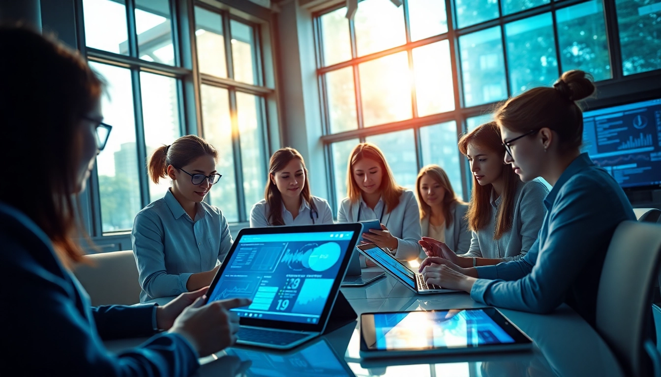Professionals collaborating with the Gemini 3 Pro AI model in a modern workspace.