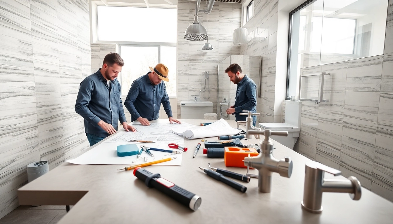 Die professionelle Installationsteams von sonni sanitär GmbH arbeiten an einem eleganten Badezimmerdesign.