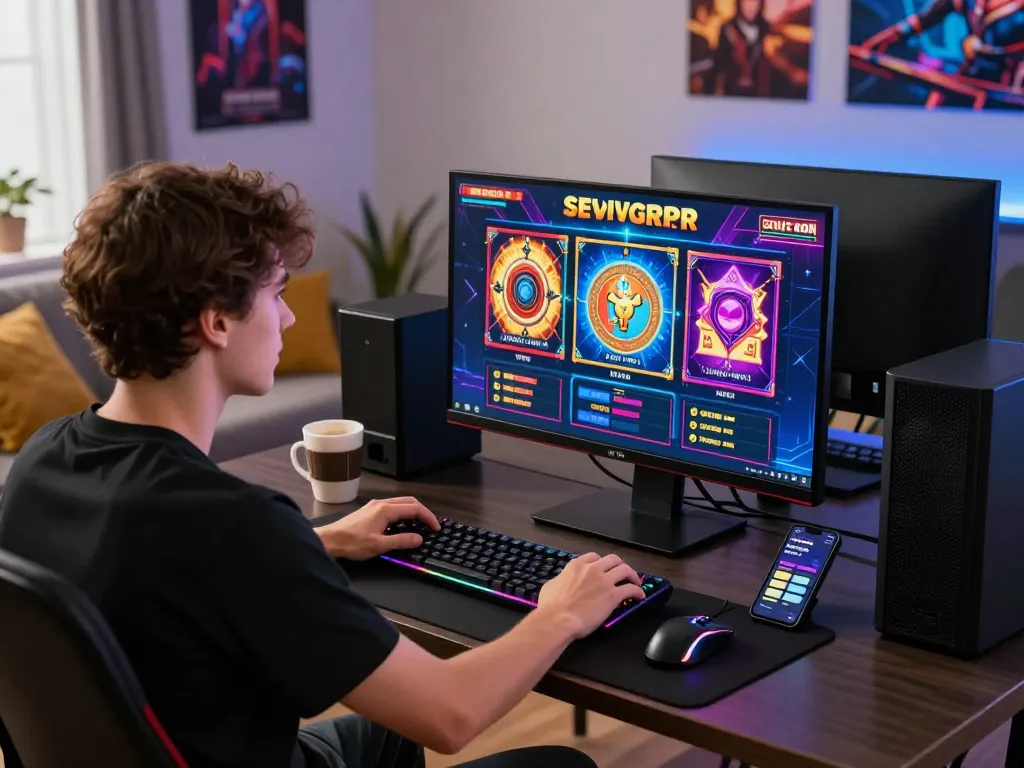 Experience the excitement of online gaming with mantra88 login at a modern gaming setup.