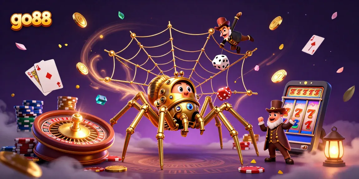 Experience the thrill of go 88 with a 3D casino-themed illustration showcasing vibrant gaming elements.