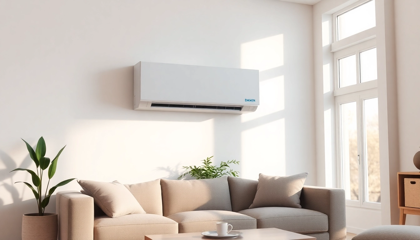 Install a daikin mini split ac unit in a cozy living room, enhancing comfort and style.
