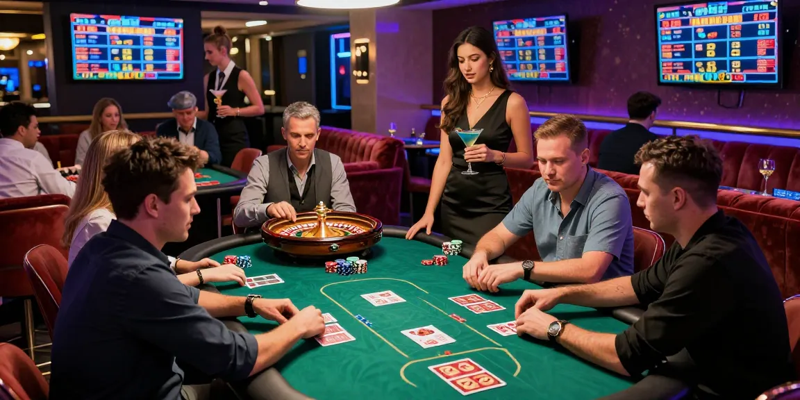 Exciting rokok88 gambling scene with players at a vibrant casino table.