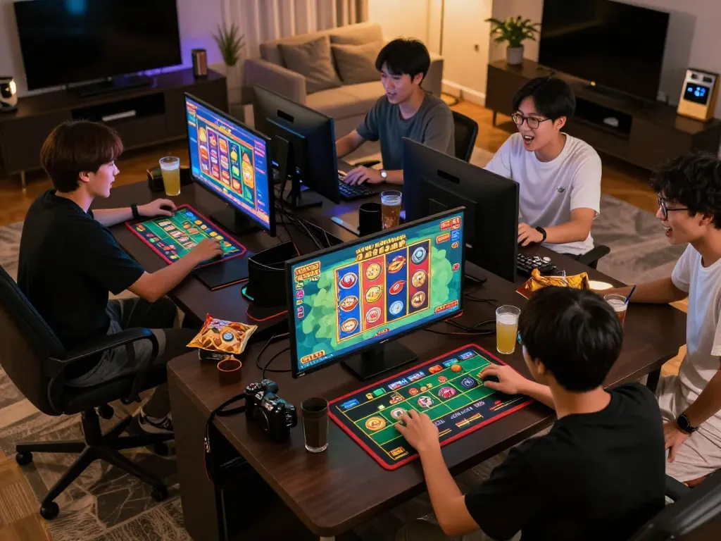 Players engaging in a thrilling game of สล็อต showcasing excitement and strategy in an inviting online gaming setup.